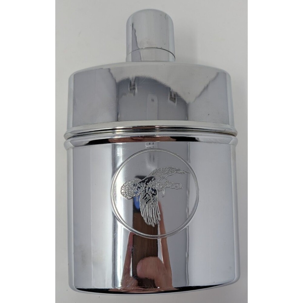 Vintage WILD TURKEY Chrome Flask 200mL Lined Kentucky Bourbon Flask Bird Scene